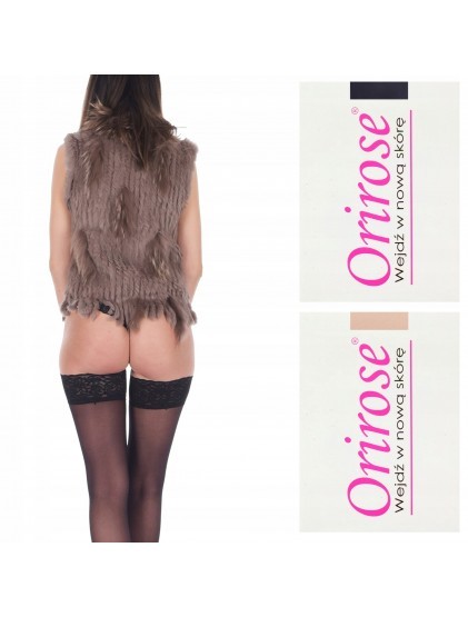 2x Orirose POŃCZOCHY SAMONOŚNE micro KORONKA 40den